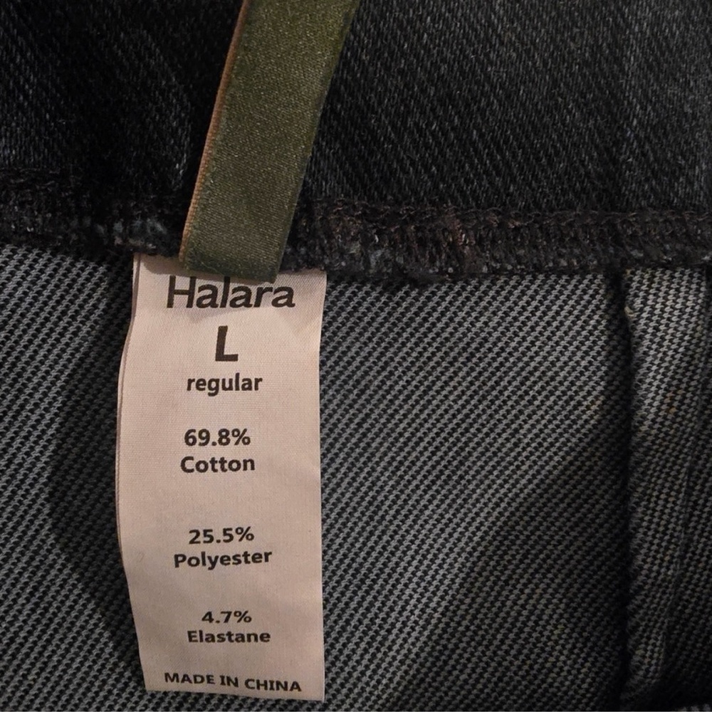 HALARA FLex High Waist Pocket Dark Wash Wide Leg Soft Stretch Jeans SZ Large 70s - Picture 8 of 10